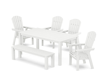 Nautical Curveback Adirondack 6-Piece Parsons Dining Set with Bench