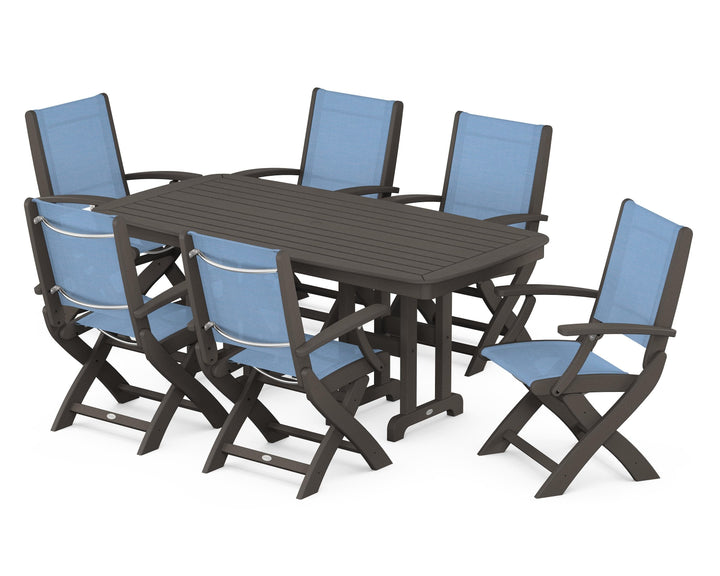 POLYWOOD® Coastal Folding Arm Chair 7-Piece Dining Set