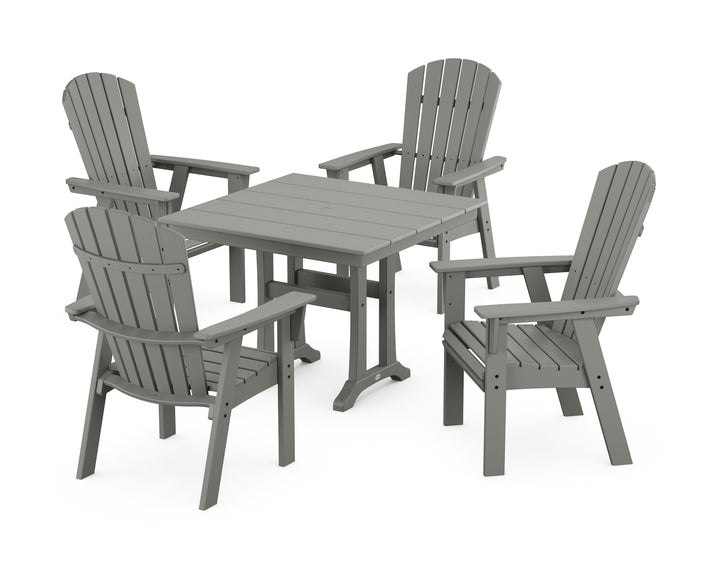 POLYWOOD® Nautical Adirondack 5-Piece Farmhouse Dining Set With Trestle Legs