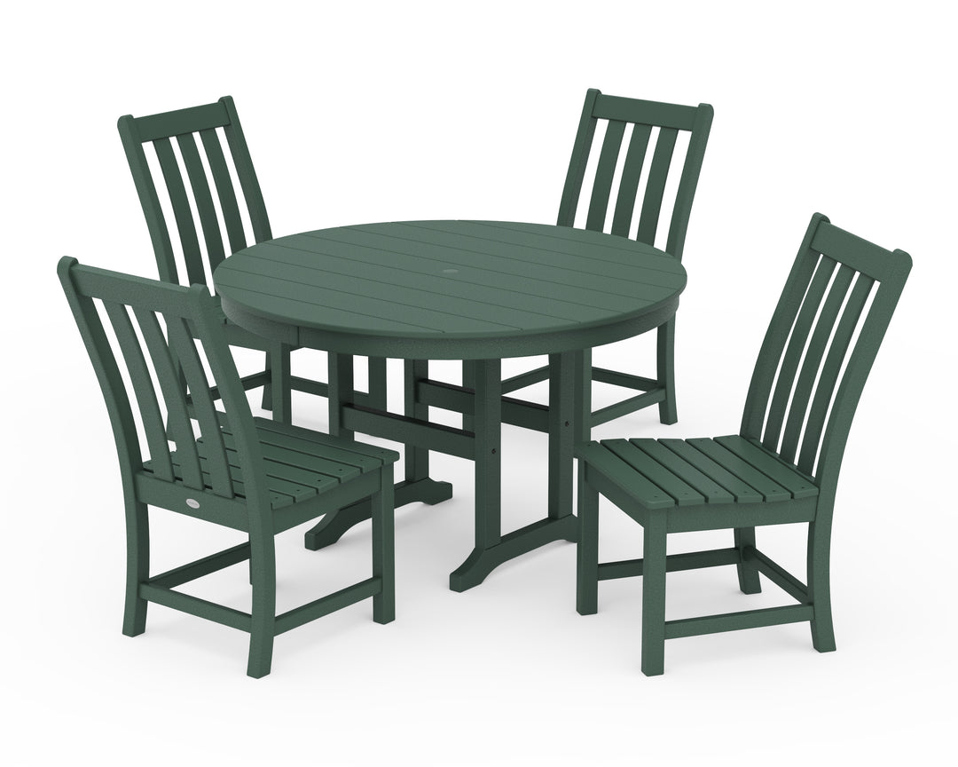 POLYWOOD® Vineyard 5-Piece Round Farmhouse Side Chair Dining Set