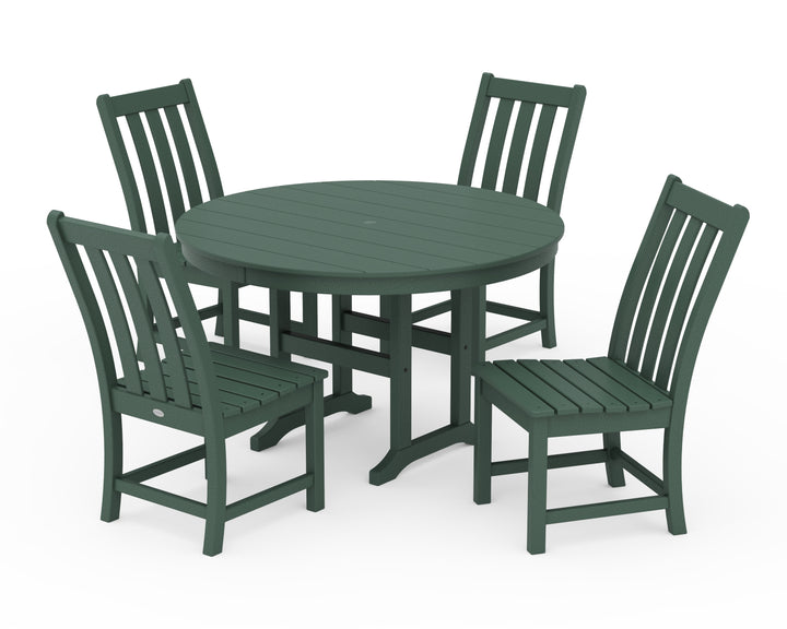 POLYWOOD® Vineyard 5-Piece Round Farmhouse Side Chair Dining Set