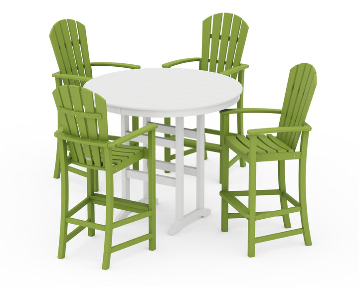 POLYWOOD® Palm Coast 5-Piece Round Farmhouse Bar Set