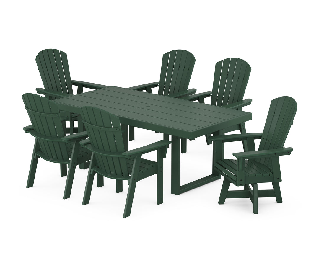 POLYWOOD® Nautical Curveback Adirondack Swivel Chair 7-Piece Dining Set