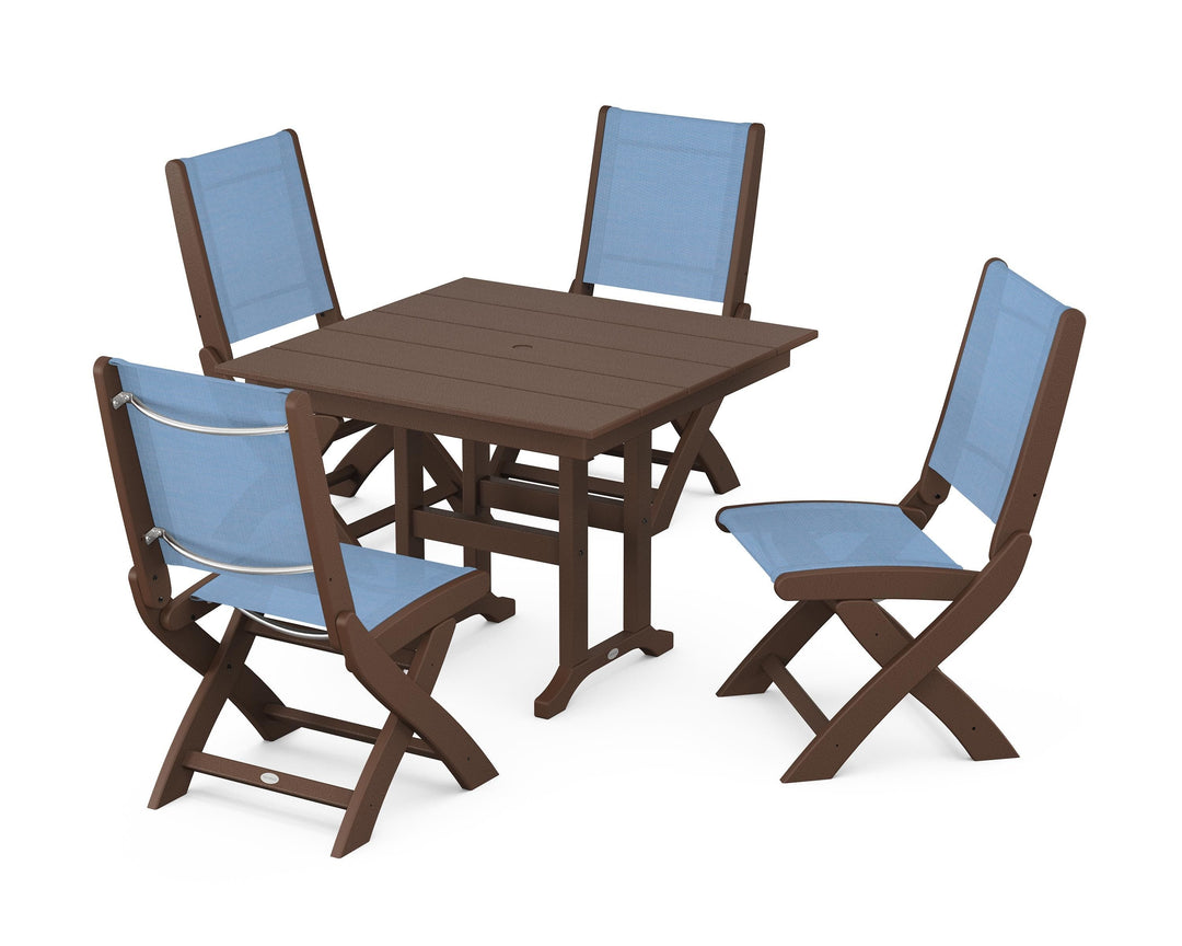 POLYWOOD® Coastal Folding Side Chair 5-Piece Farmhouse Dining Set