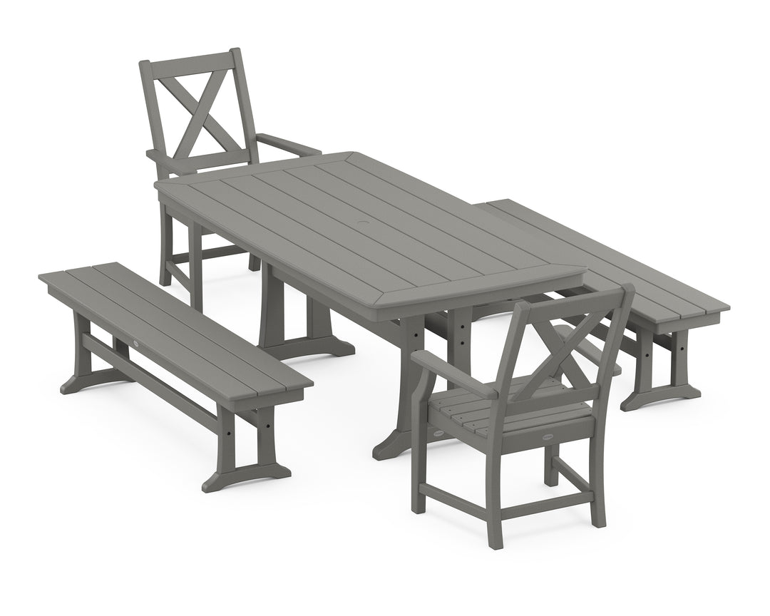 POLYWOOD® Braxton 5-Piece Dining Set with Trestle Legs