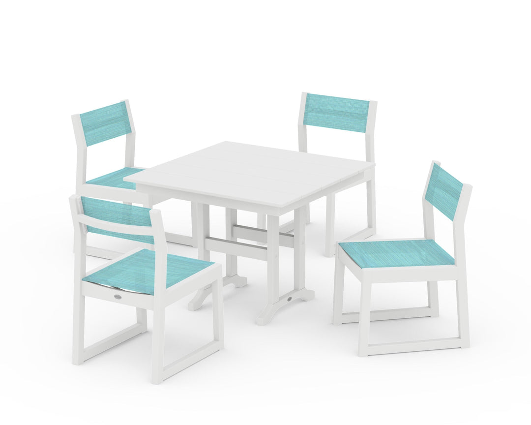 POLYWOOD® EDGE Sling Side Chair 5-Piece Farmhouse Dining Set