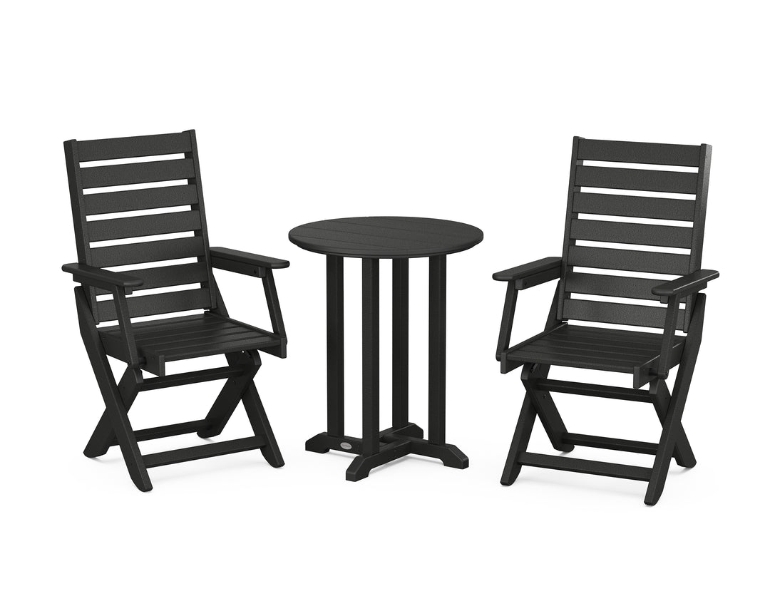 POLYWOOD® Captain Folding Chair 3-Piece Round Bistro Dining Set