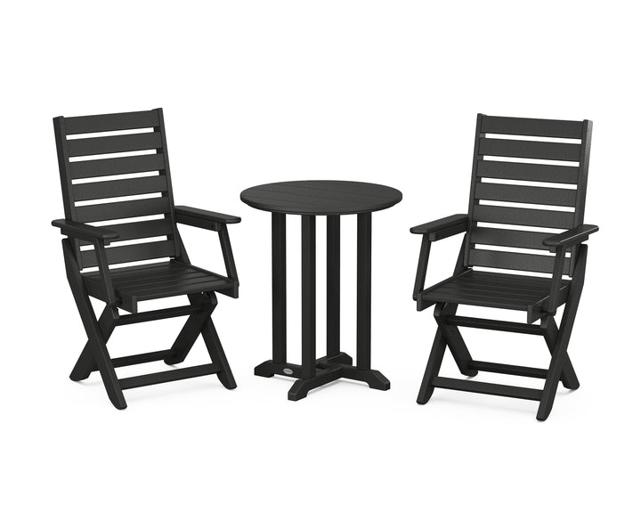 POLYWOOD® Captain Folding Chair 3-Piece Round Bistro Dining Set