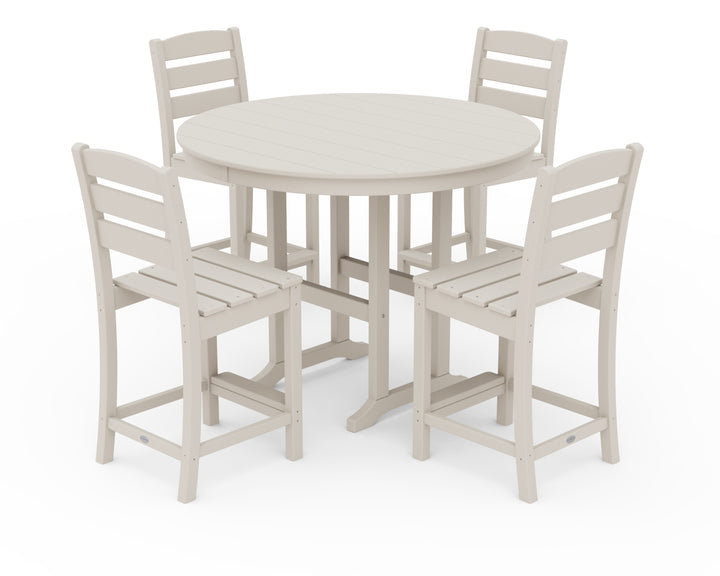 POLYWOOD® Lakeside 5-Piece Farmhouse Round Side Chair Counter  Set