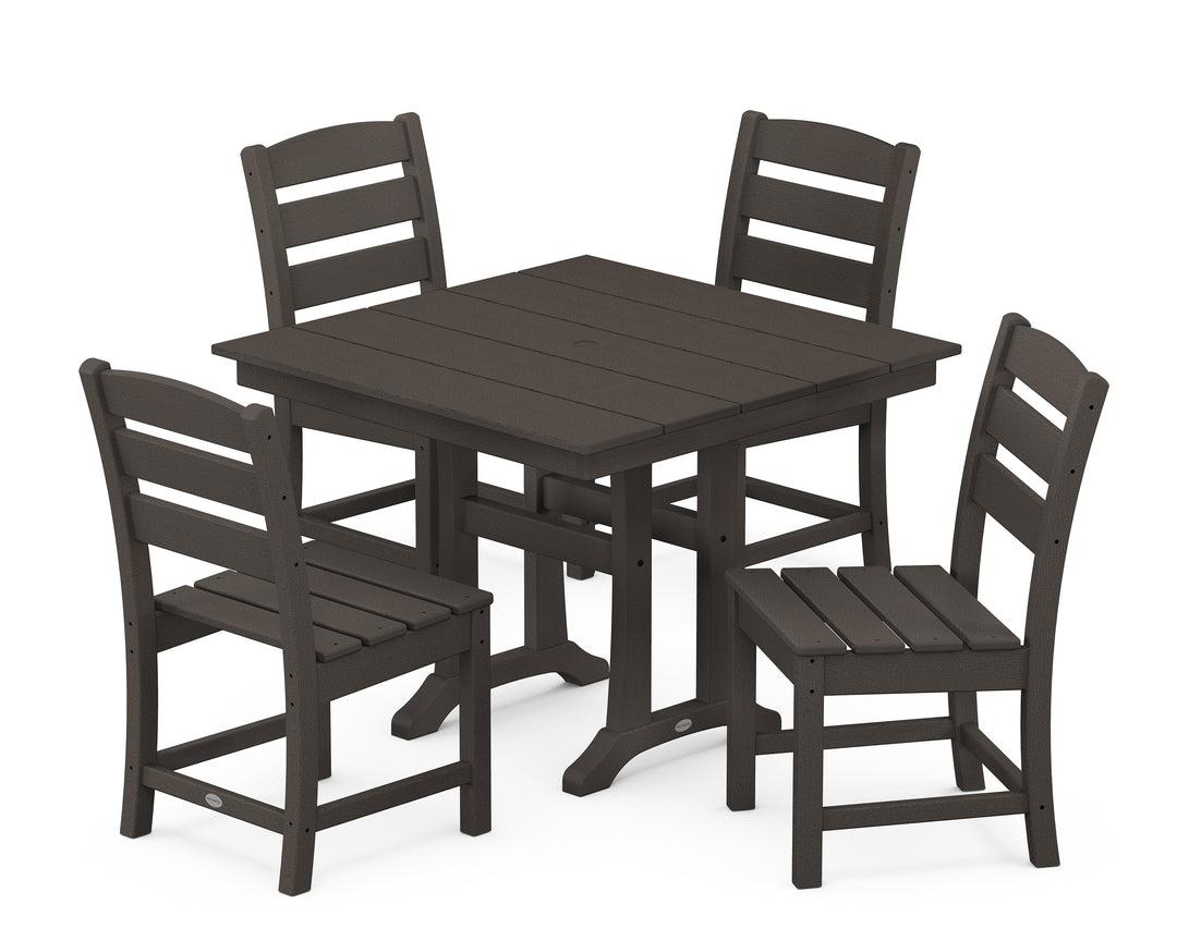 POLYWOOD® Lakeside 5-Piece Farmhouse Trestle Side Chair Dining Set