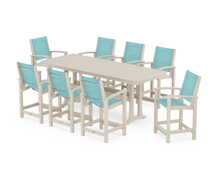 POLYWOOD® Coastal 9-Piece Counter Set with Trestle Legs