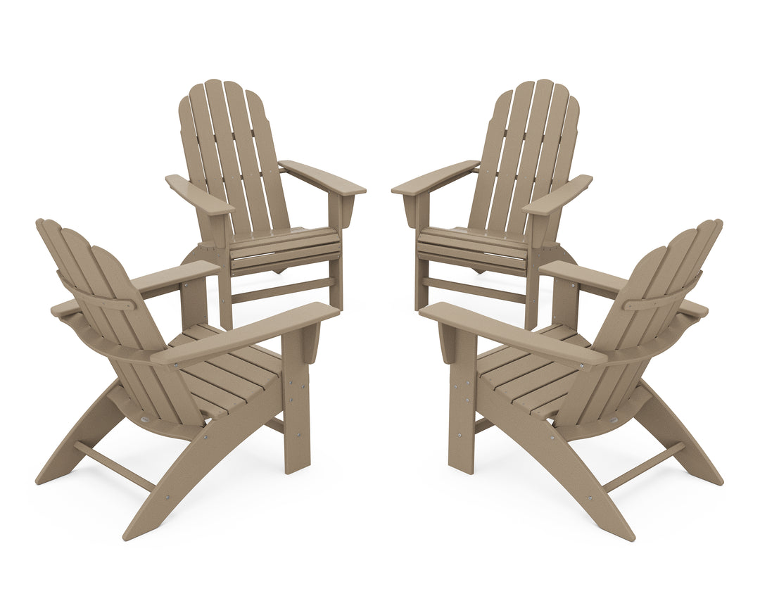 POLYWOOD® 4-Piece Vineyard Curveback Adirondack Chair Conversation Set