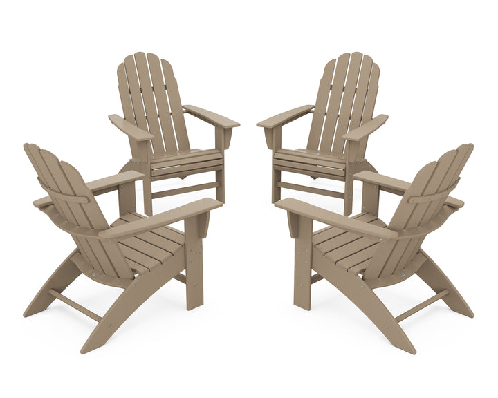 POLYWOOD® 4-Piece Vineyard Curveback Adirondack Chair Conversation Set