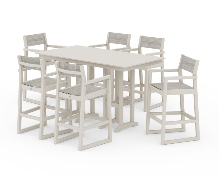 POLYWOOD® EDGE Sling Arm Chair 7-Piece Farmhouse Bar Set