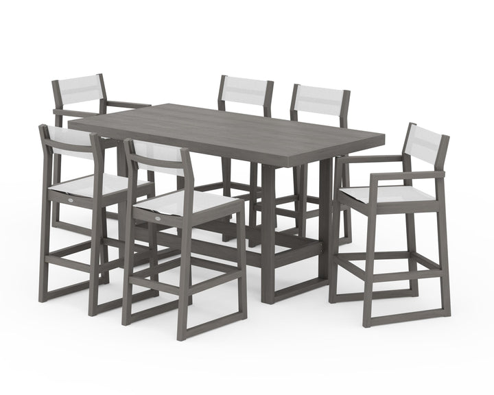 POLYWOOD® EDGE Sling 7-Piece Bar Table Set