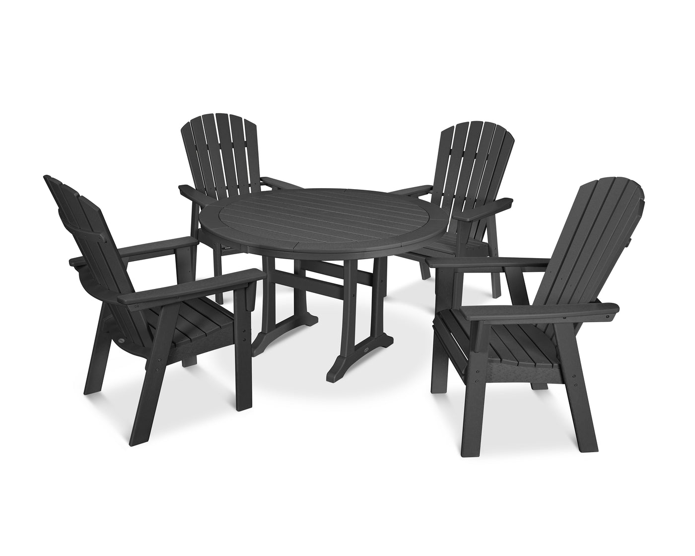 Nautical Curveback Adirondack 5-Piece Round Dining Set with Trestle Legs