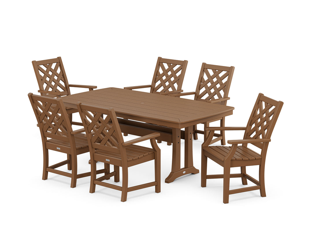 Country Living Wovendale Arm Chair 7-Piece Dining Set with Trestle Legs