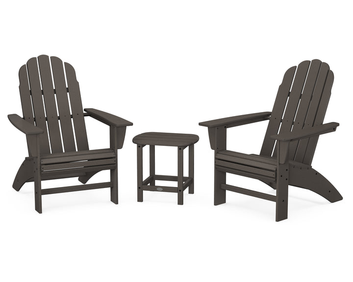 POLYWOOD® Vineyard 3-Piece Curveback Adirondack Set with South Beach 18" Side Table