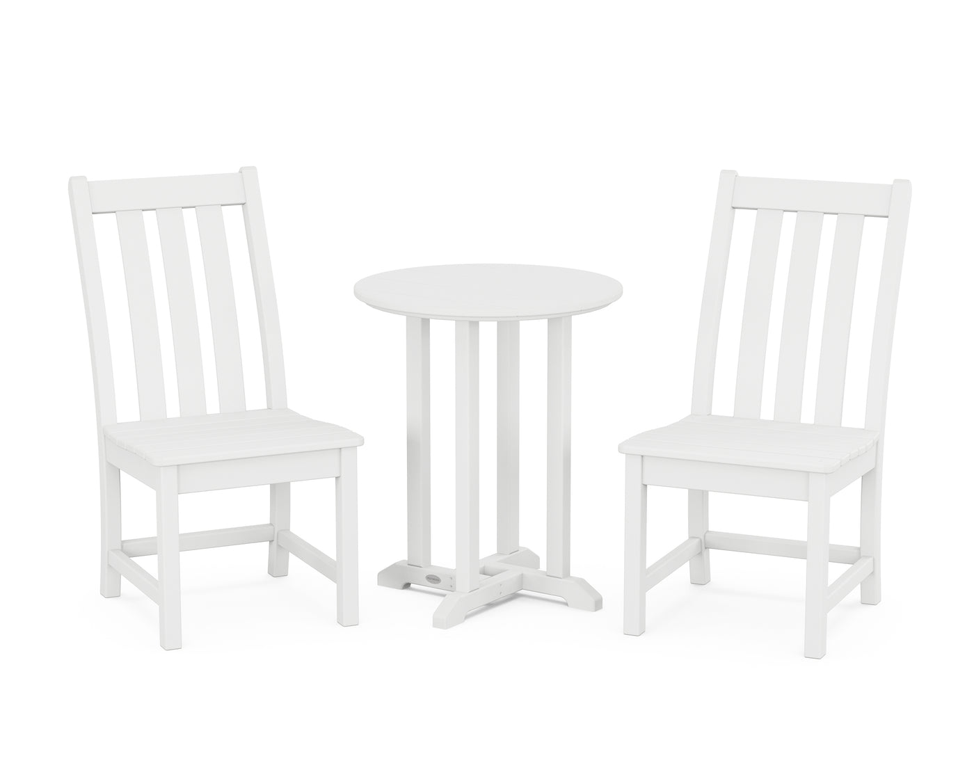 Vineyard Side Chair 3-Piece Round Bistro Dining Set