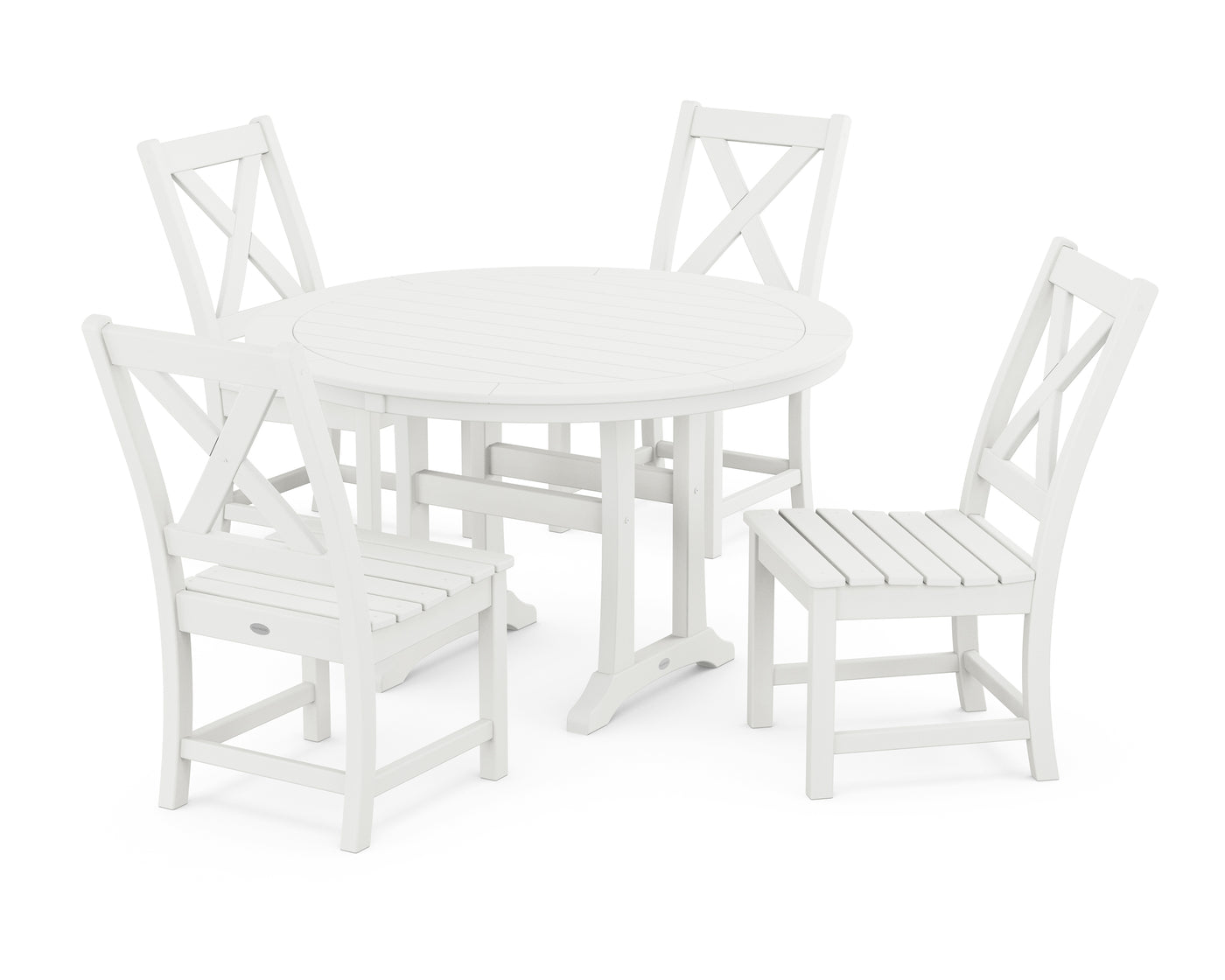 Braxton Side Chair 5-Piece Round Dining Set With Trestle Legs