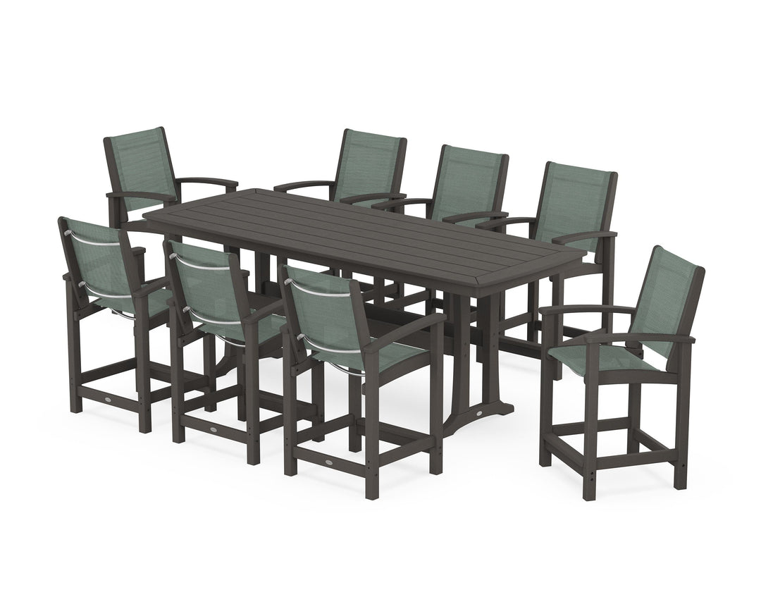 POLYWOOD® Coastal 9-Piece Counter Set with Trestle Legs