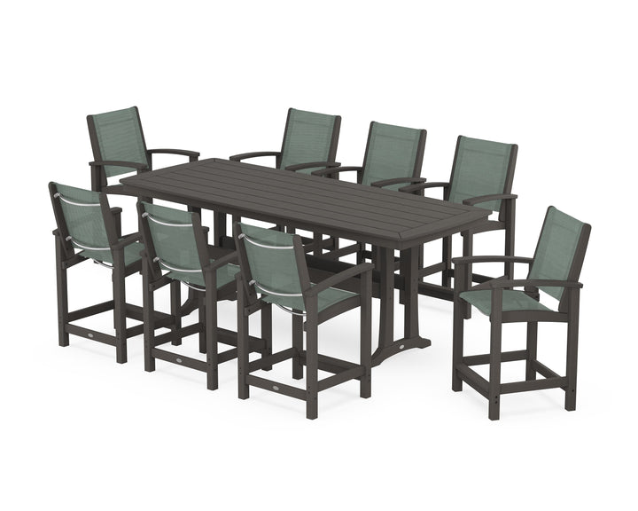 POLYWOOD® Coastal 9-Piece Counter Set with Trestle Legs