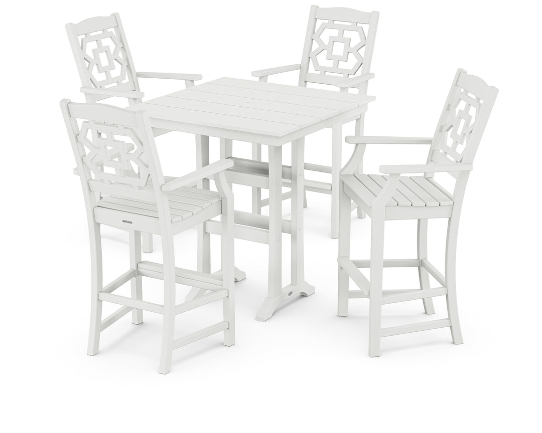 Martha Stewart by POLYWOOD® Chinoiserie 5-Piece Farmhouse Bar Set with Trestle Legs