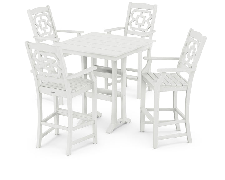 Martha Stewart by POLYWOOD® Chinoiserie 5-Piece Farmhouse Bar Set with Trestle Legs