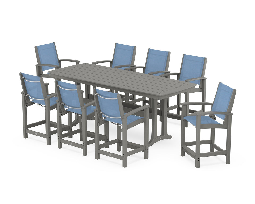 POLYWOOD® Coastal 9-Piece Counter Set with Trestle Legs