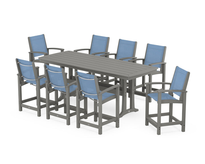 POLYWOOD® Coastal 9-Piece Counter Set with Trestle Legs
