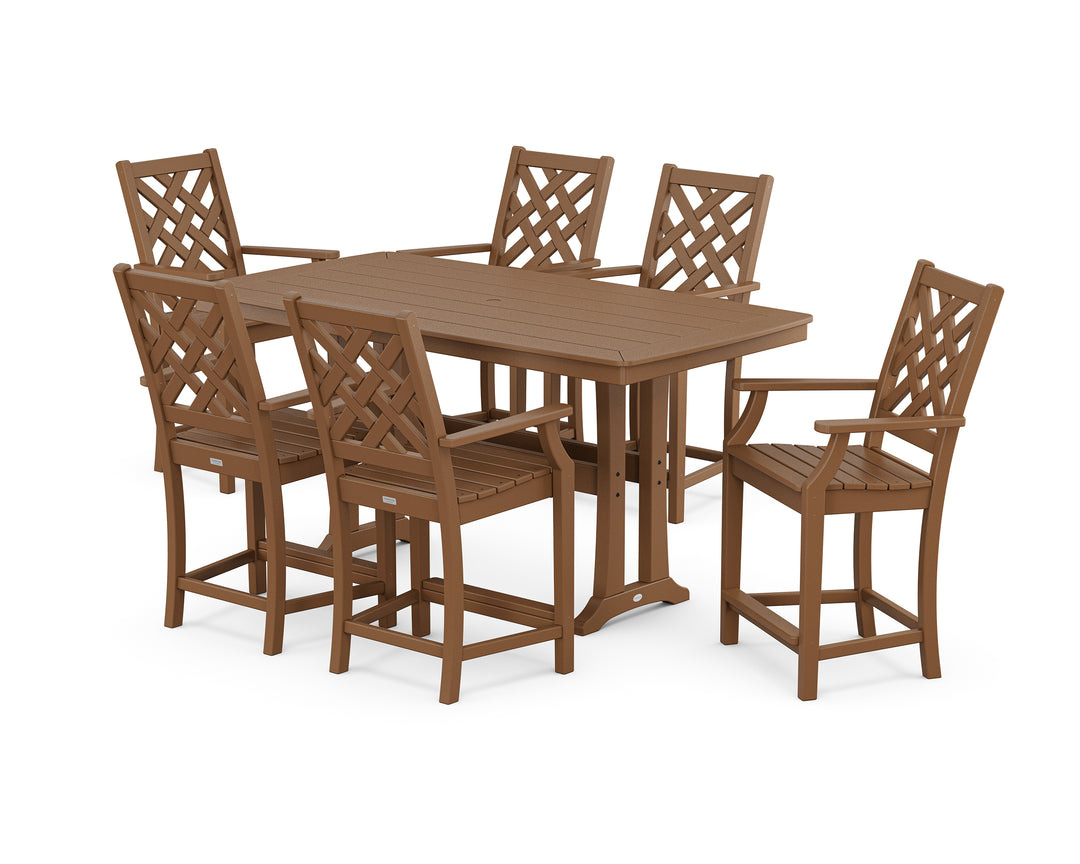 Country Living Wovendale Arm Chair 7-Piece Counter Set with Trestle Legs