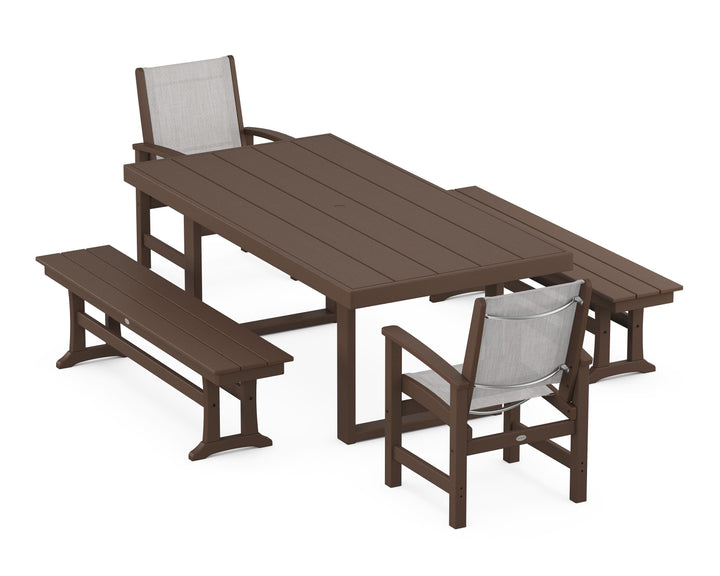 POLYWOOD® Coastal 5-Piece Dining Set with Trestle Legs