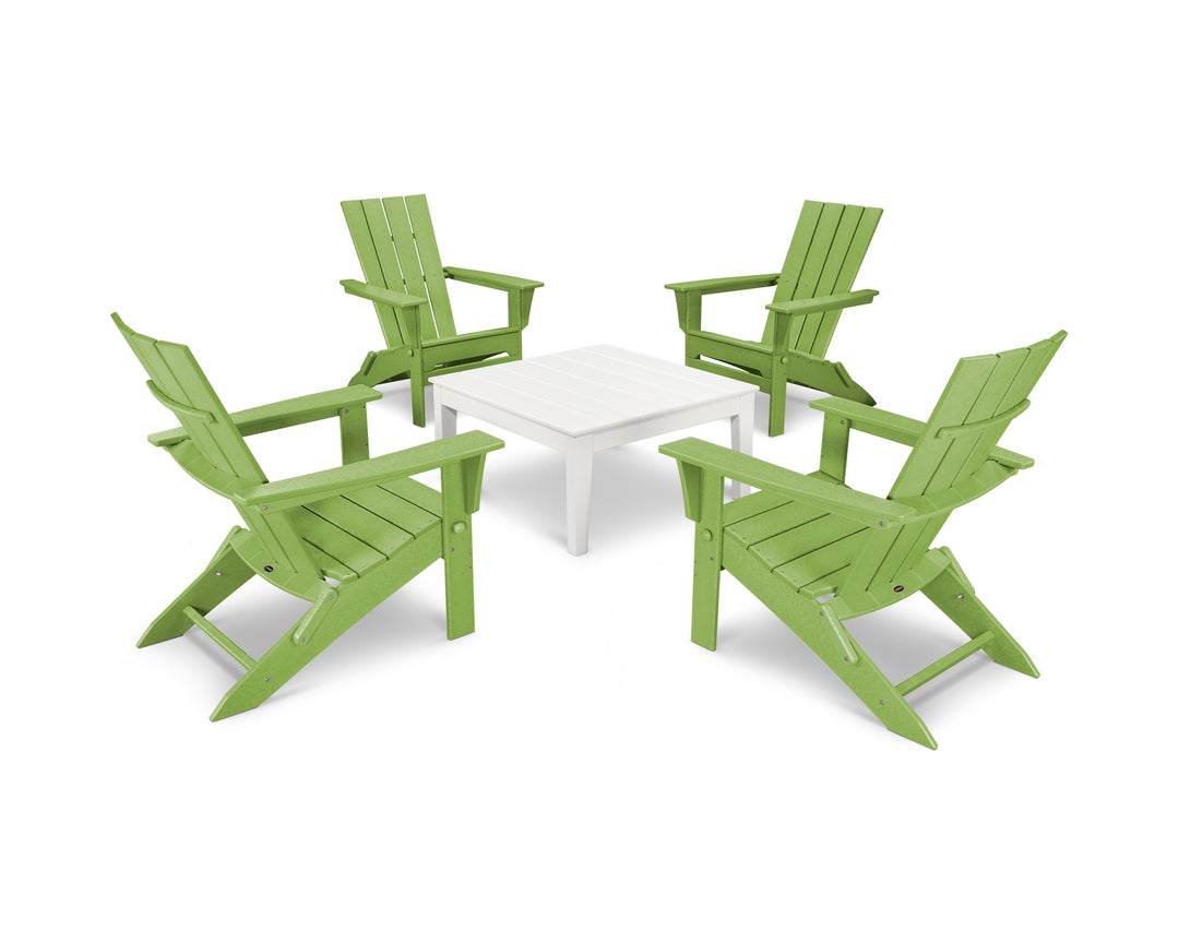 POLYWOOD® Quattro Folding Chair 5-Piece Conversation Set