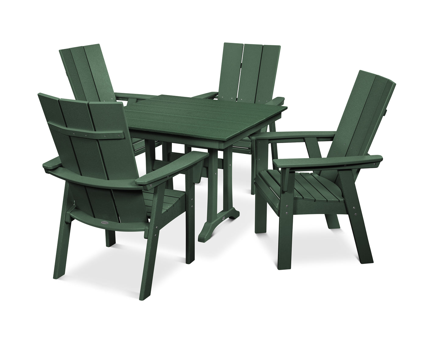 Modern Curveback Adirondack 5-Piece Farmhouse Trestle Dining Set