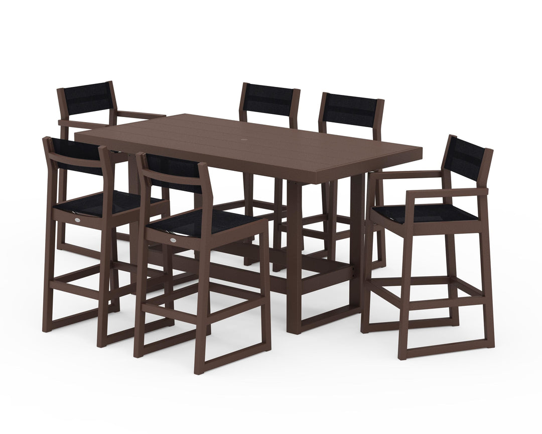 POLYWOOD® EDGE Sling 7-Piece Bar Table Set