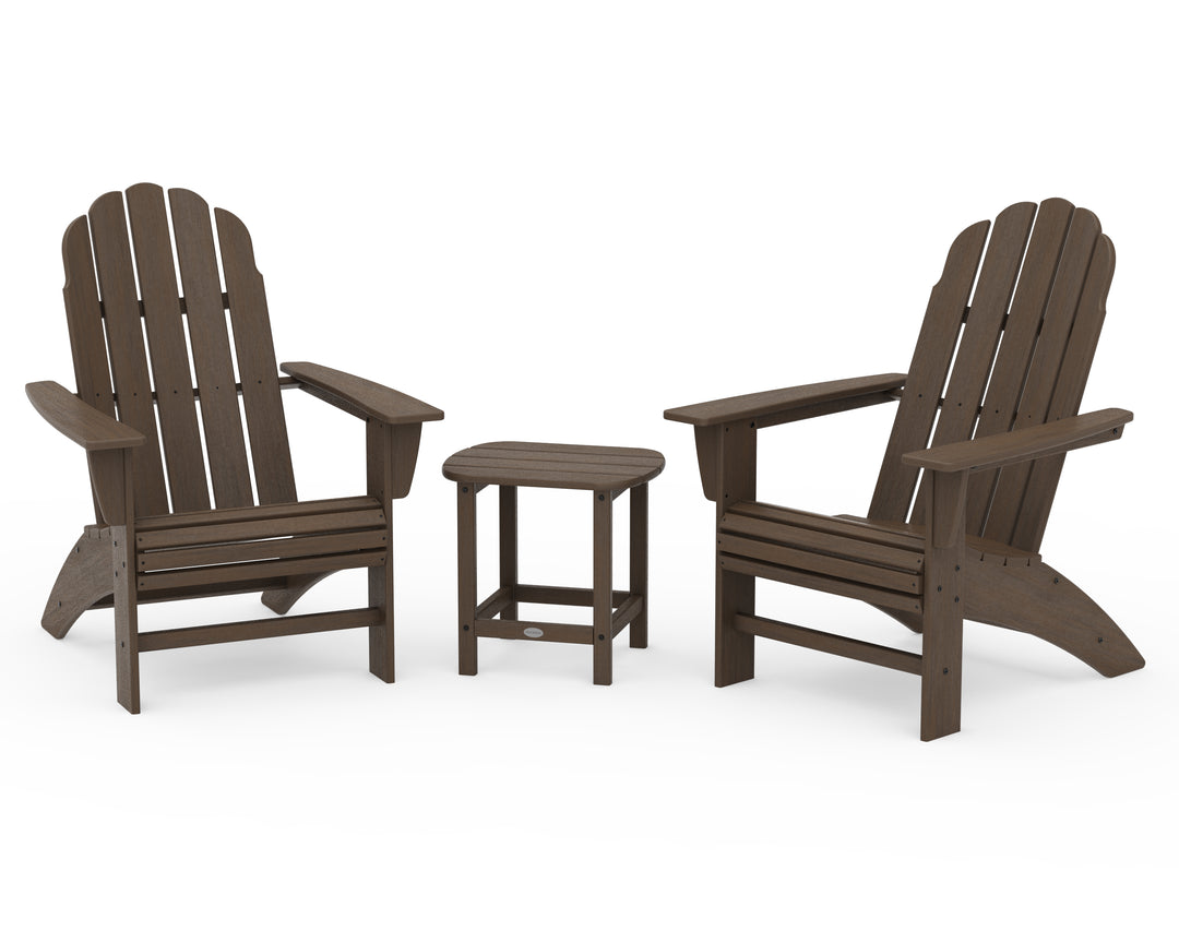 POLYWOOD® Vineyard 3-Piece Curveback Adirondack Set with South Beach 18" Side Table