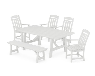 Cottage 6-Piece Rustic Farmhouse Dining Set with Bench