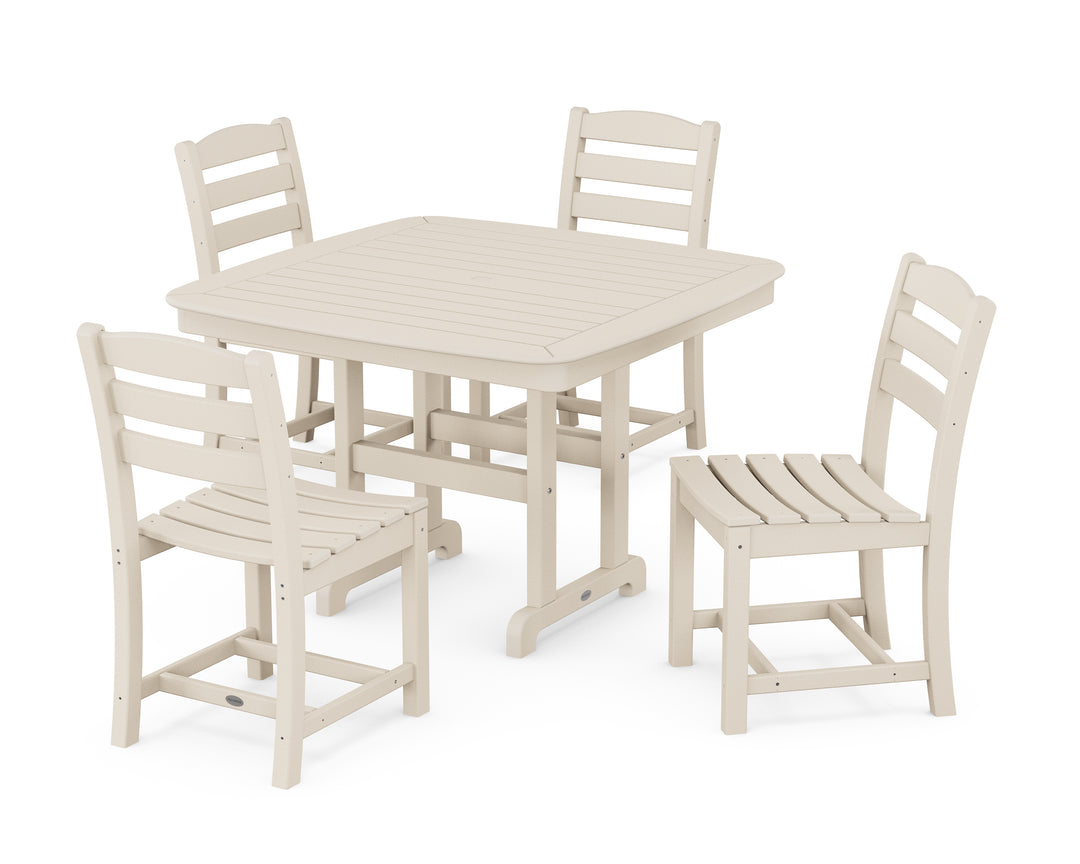 POLYWOOD® La Casa Café Side Chair 5-Piece Dining Set with Nautical Dining Table with Trestle Legs
