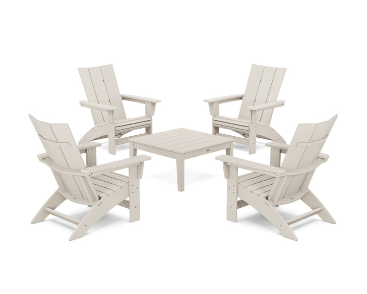 POLYWOOD® 5-Piece Modern Grand Adirondack Chair Conversation Group