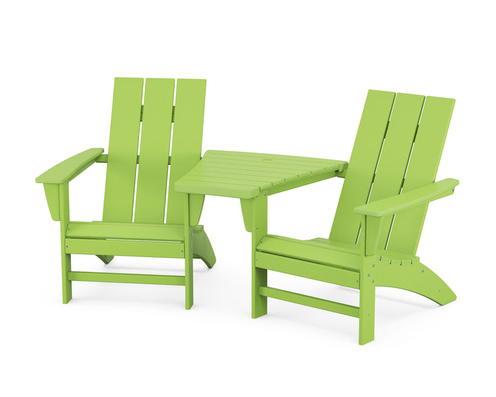 POLYWOOD® Modern 3-Piece Adirondack Set with Angled Connecting Table