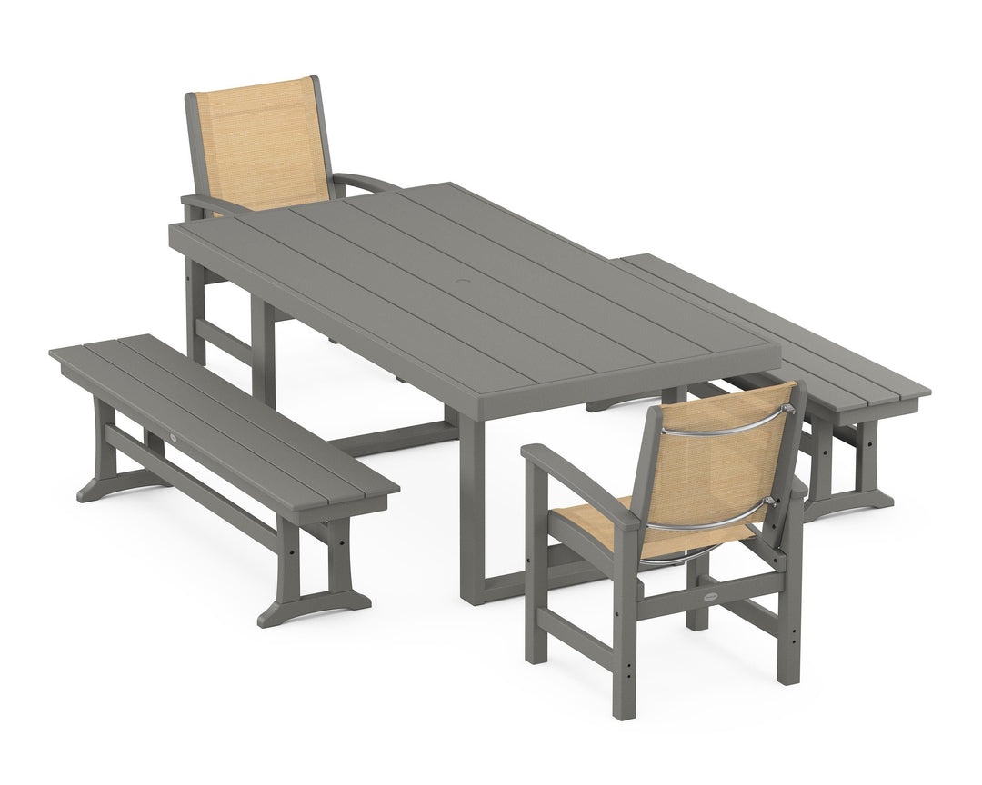 POLYWOOD® Coastal 5-Piece Dining Set with Trestle Legs