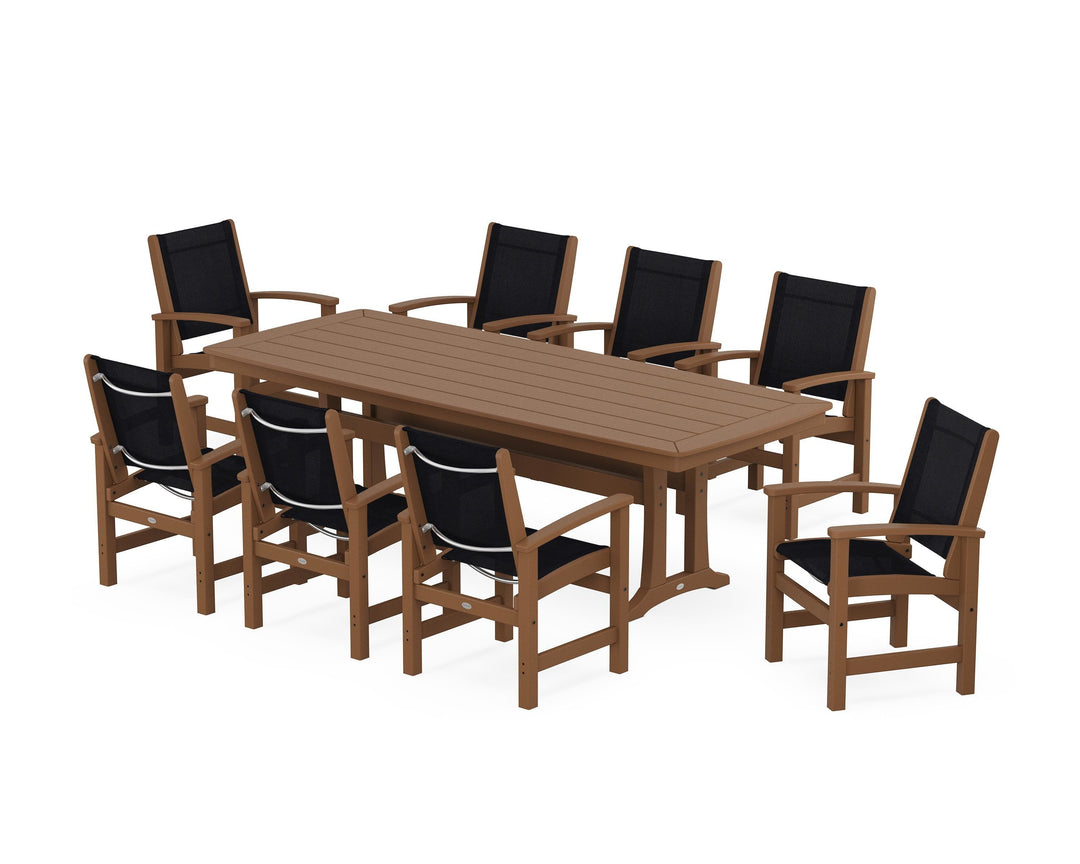 POLYWOOD® Coastal 9-Piece Dining Set with Trestle Legs