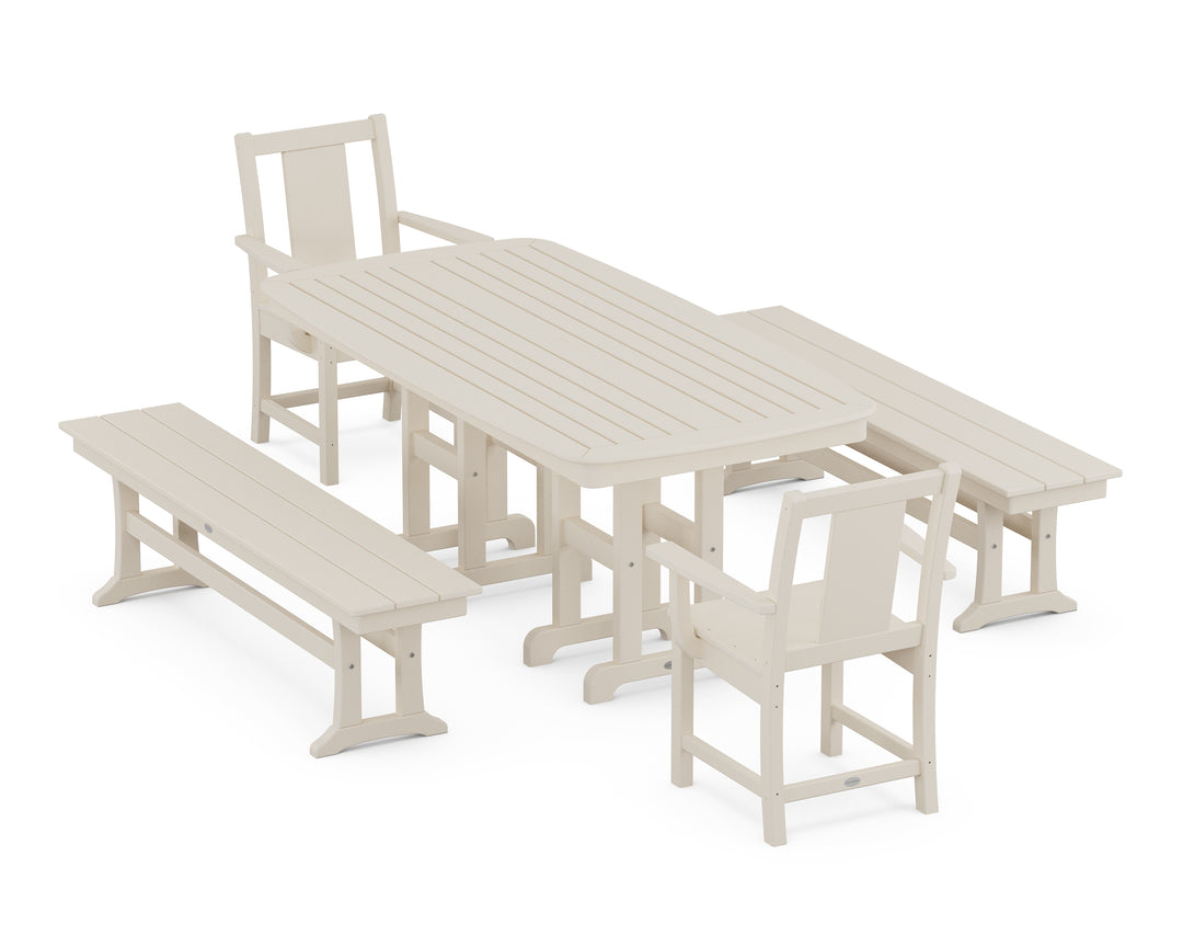 POLYWOOD® Prairie 5-Piece Dining Set with Benches