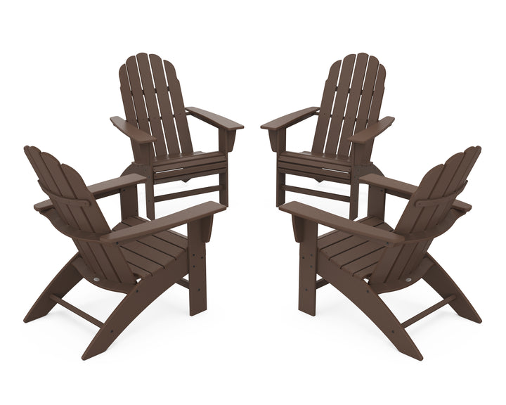 POLYWOOD® 4-Piece Vineyard Curveback Adirondack Chair Conversation Set