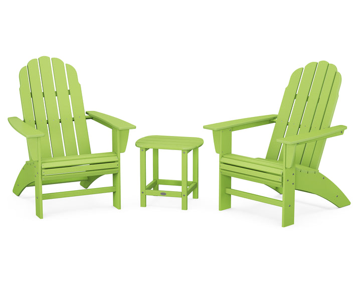 POLYWOOD® Vineyard 3-Piece Curveback Adirondack Set with South Beach 18" Side Table