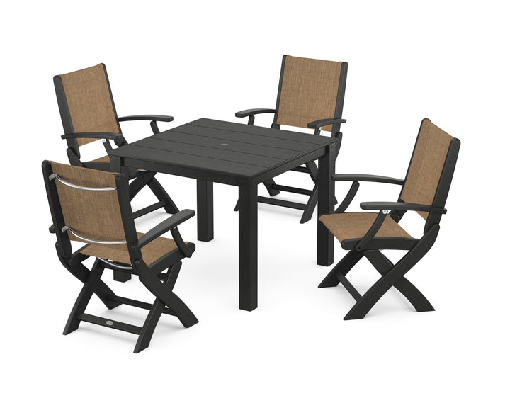 POLYWOOD® Coastal Folding Chair 5-Piece Parsons Dining Set