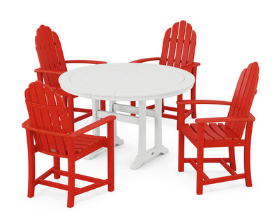 Classic Adirondack 5-Piece Round Dining Set with Trestle Legs