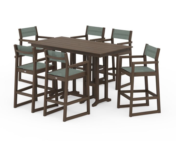 POLYWOOD® EDGE Sling Arm Chair 7-Piece Farmhouse Bar Set