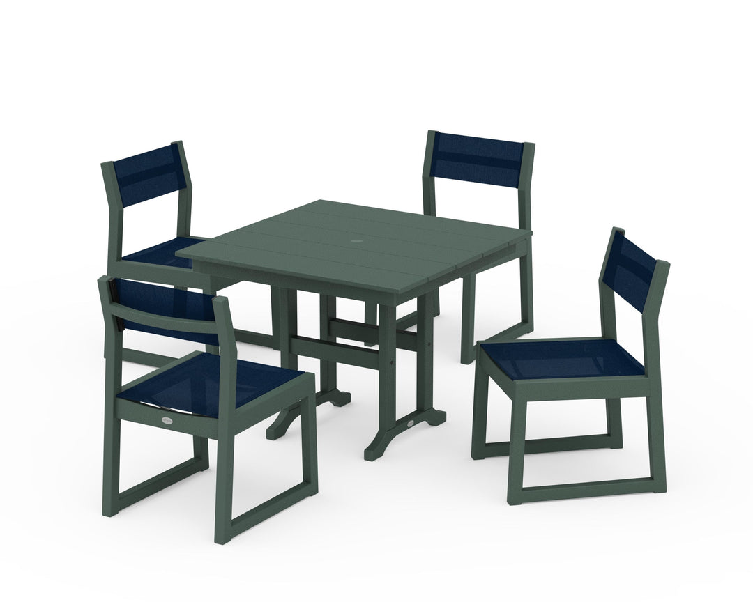 POLYWOOD® EDGE Sling Side Chair 5-Piece Farmhouse Dining Set