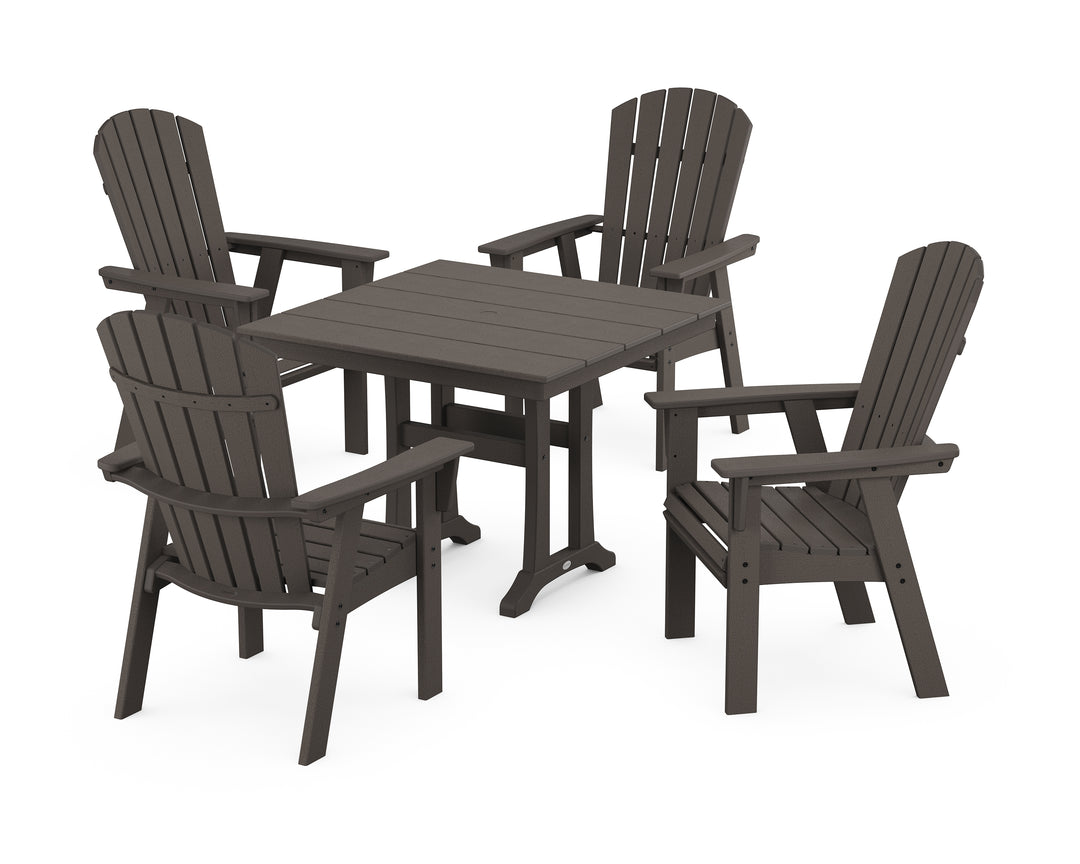 POLYWOOD® Nautical Adirondack 5-Piece Farmhouse Dining Set With Trestle Legs